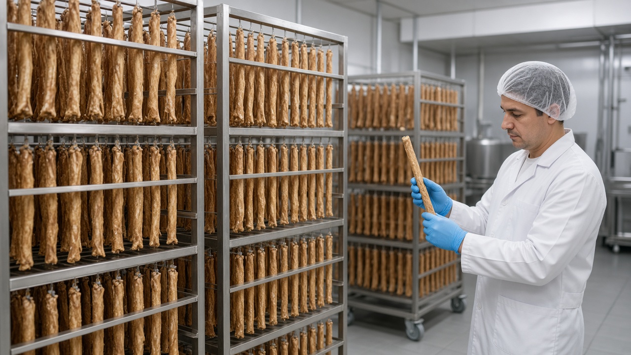 Drying racks and inspection of natural chews